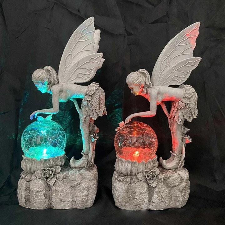 Fairy Garden Solar Flashing LED  Resin Garden Statue Outdoor Decoration