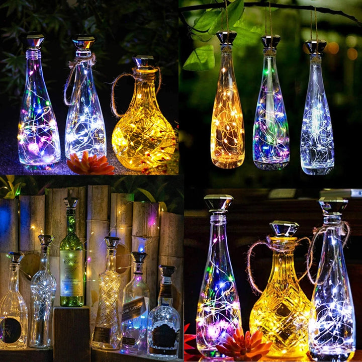 Updated Solar Wine Bottle Lights 2M 20 LED Copper Wire Fairy Garland String Lights 4/8/10 Pack