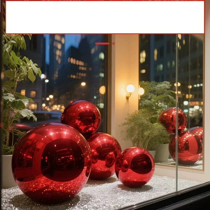 Stainless steel red hollow decorative ball, hanging decoration, mirror finish metal ball,