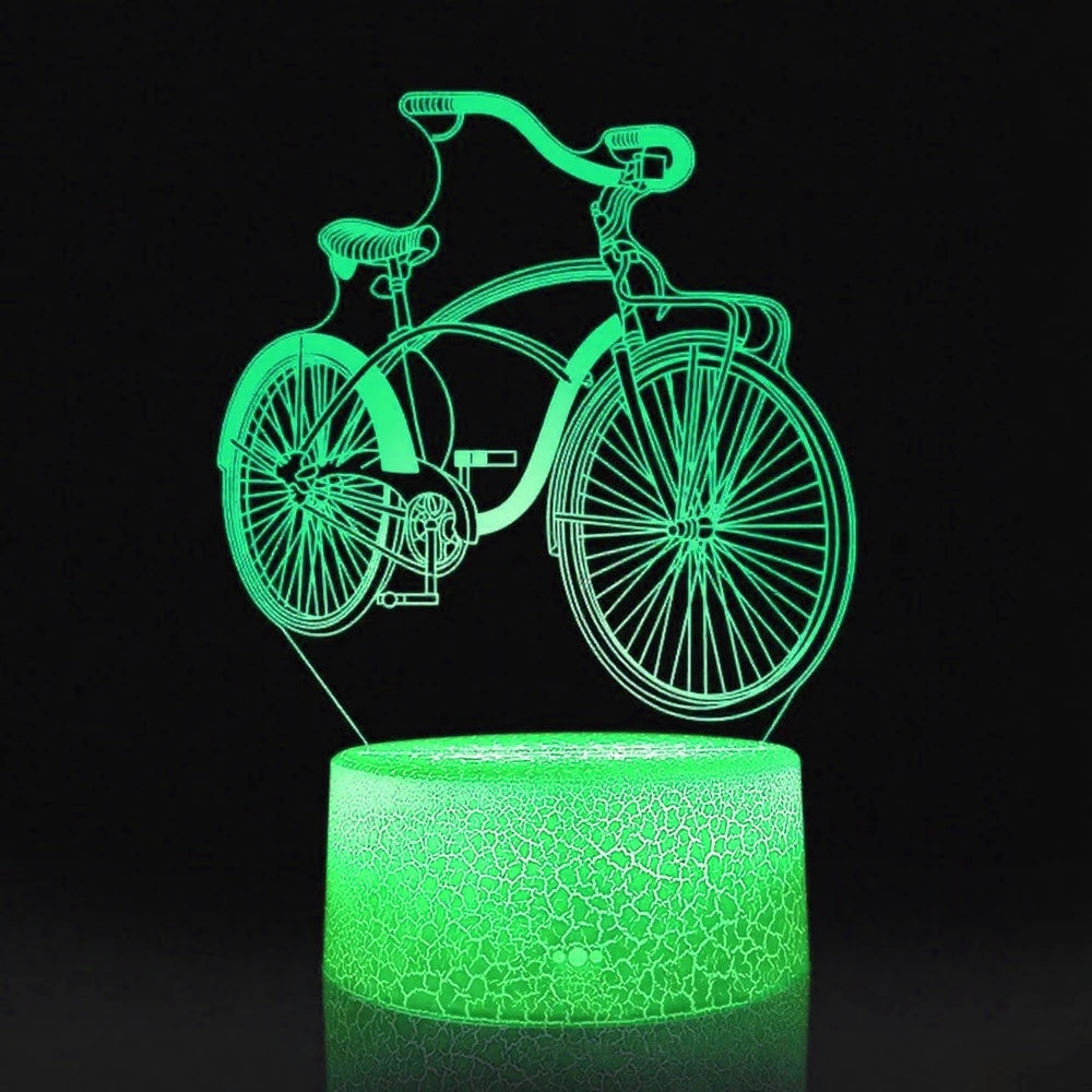 3D Bicycle Night Light 7 Color Illusion LED USB Night Lamp for Bedroom