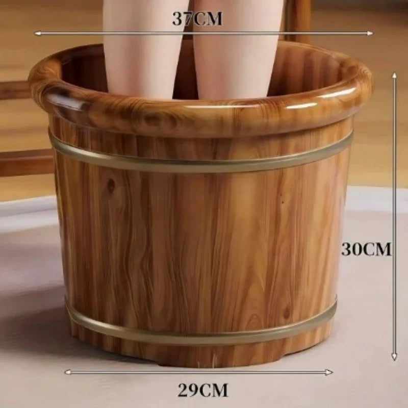 Carbonized foot soaking wooden bucket beauty salon home use solid wood insulation calf health foot bath tub wooden foot bath tub