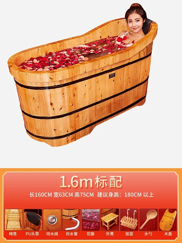 Wooden Bathtub for Adult, Cedar Barrels Bath Bucket, Fumigation Bath, Solid Bathtub