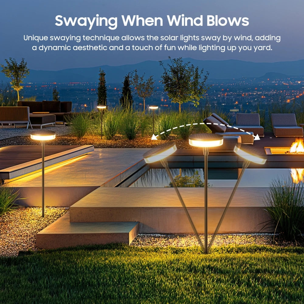 Outdoor Garden Solar Pathway Light Sway by Wind Solar Swaying Lights Bright IP65 Waterproof for Outside Yard Path Patio Lawn