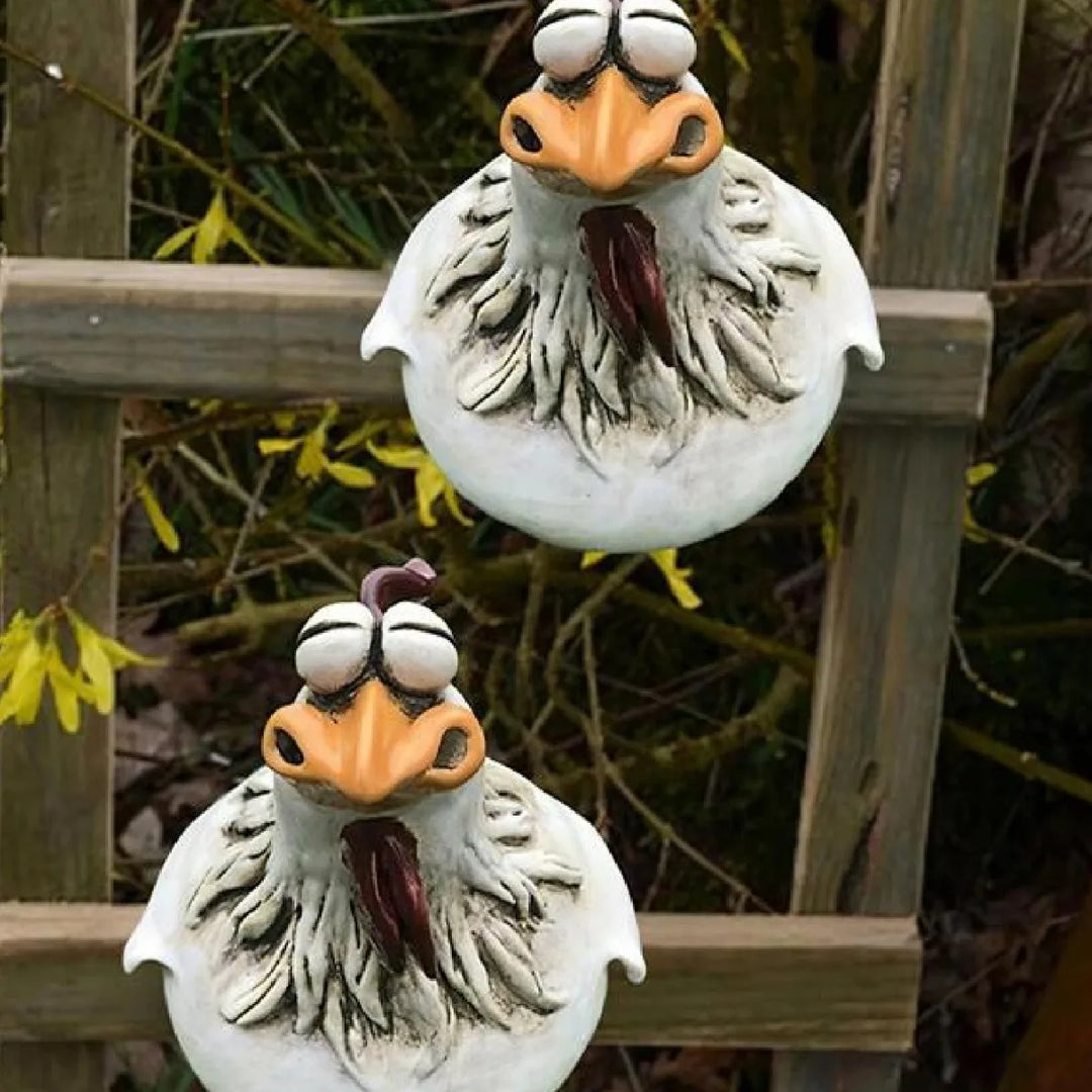 Funny Cute Chicken Fence Decoration Statue Resin Garden Chicken Hen Sculpture Craft Courtyard Home Decor Ornament Gift