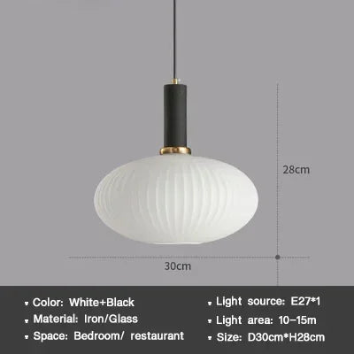 DINDALLED Striped Glass Pendant Light Nordic Vintage Chandelier for Dining Kitchen Island Hanging Lamp Lighting Decor