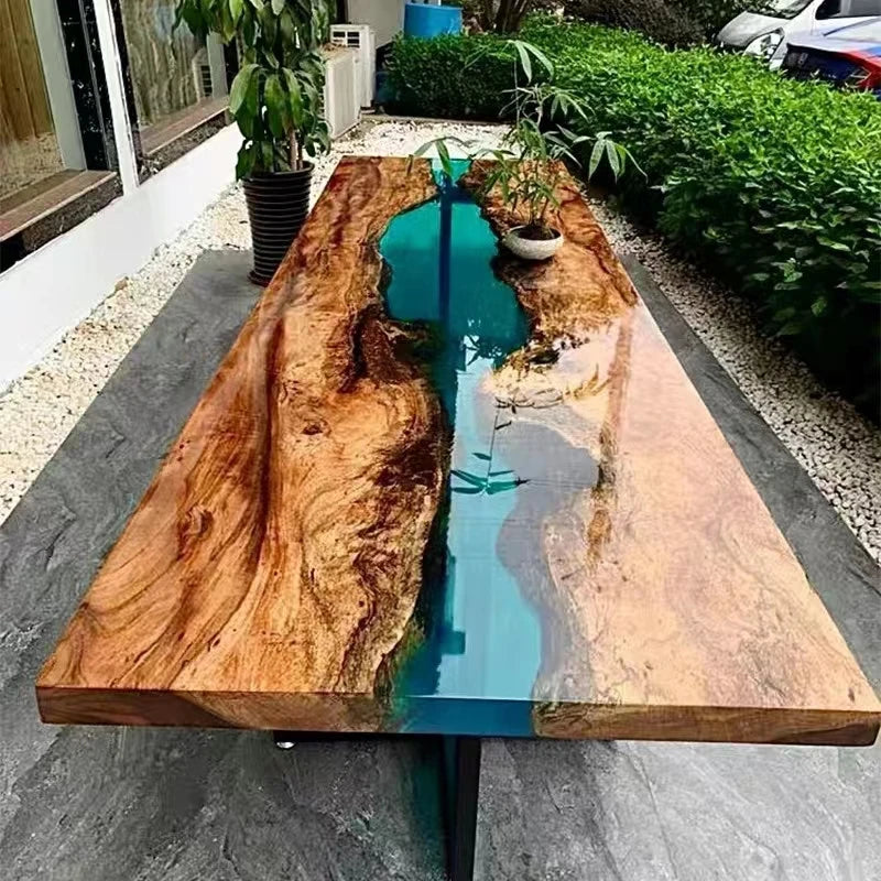 Custom coffee table Shoreline table Epoxy glue River table Solid wood desktop large board logs