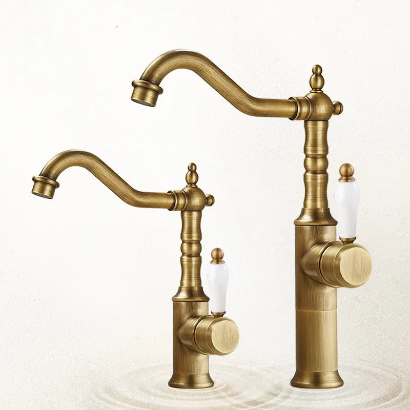 Antique Bronze Basin faucet Gold  bathroom faucet Deck Mounted Black Kitchen Faucet  sink tap Hot Cold Chrome basin Tap Brass