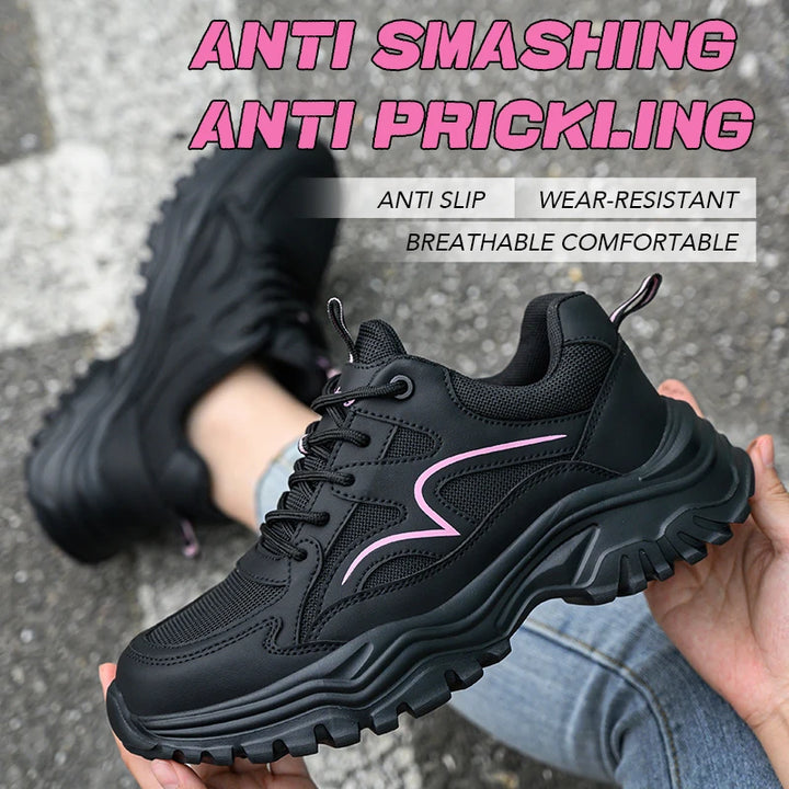 Safety Shoes Women Work Sneakers Structured Shoes Pneumatic-Proof Protective Shoes Work Boots Steel Toe Female Platform Shoes