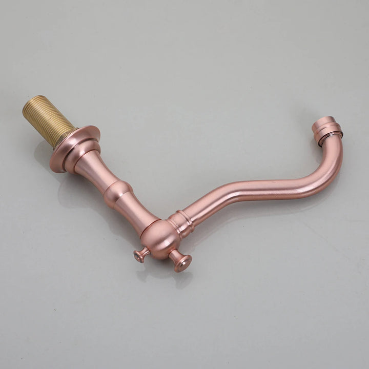 KEMAIDI Bathroom Vessel Sink Faucet Rose Gold Vanity Three Hole Daul Handles Basin Faucets Hot And Cold Mixer Deck Mounted Tap