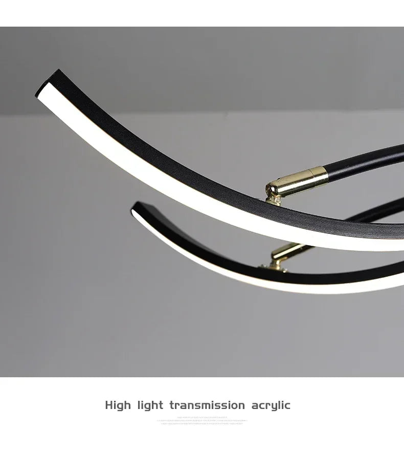 Modern Black Gold Dimming Pendant Light Nordic Creative LED Ceiling Chandeliers For Living Room Home Decor Light Fixtures