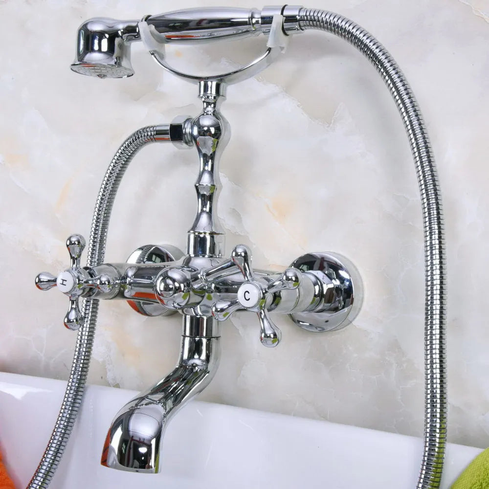 Bathtub Faucets Wall Mounted Polished Chrome Bathtub Faucet With Hand Shower Bathroom Bath Shower Faucets Nna185