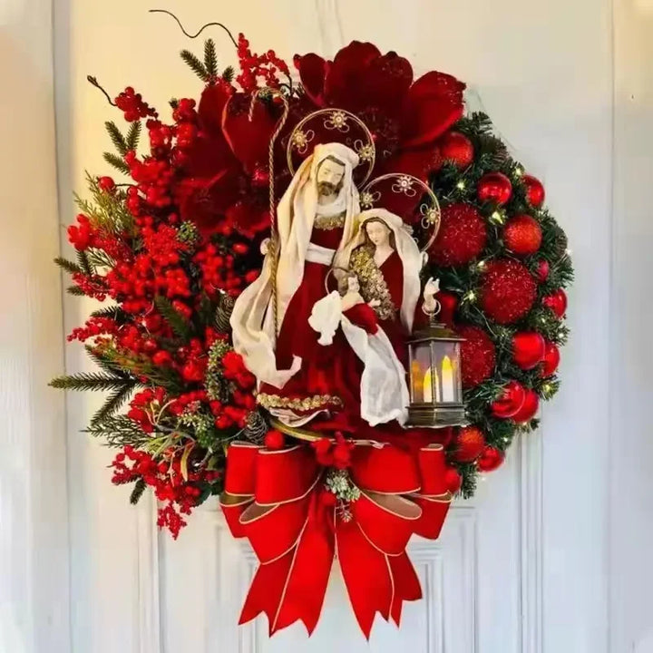 Christmas Wreath for Front Door Red Gold Window Wall Door Decorations 2024 Christmas Garland Ornament Guirnalda Navidad
