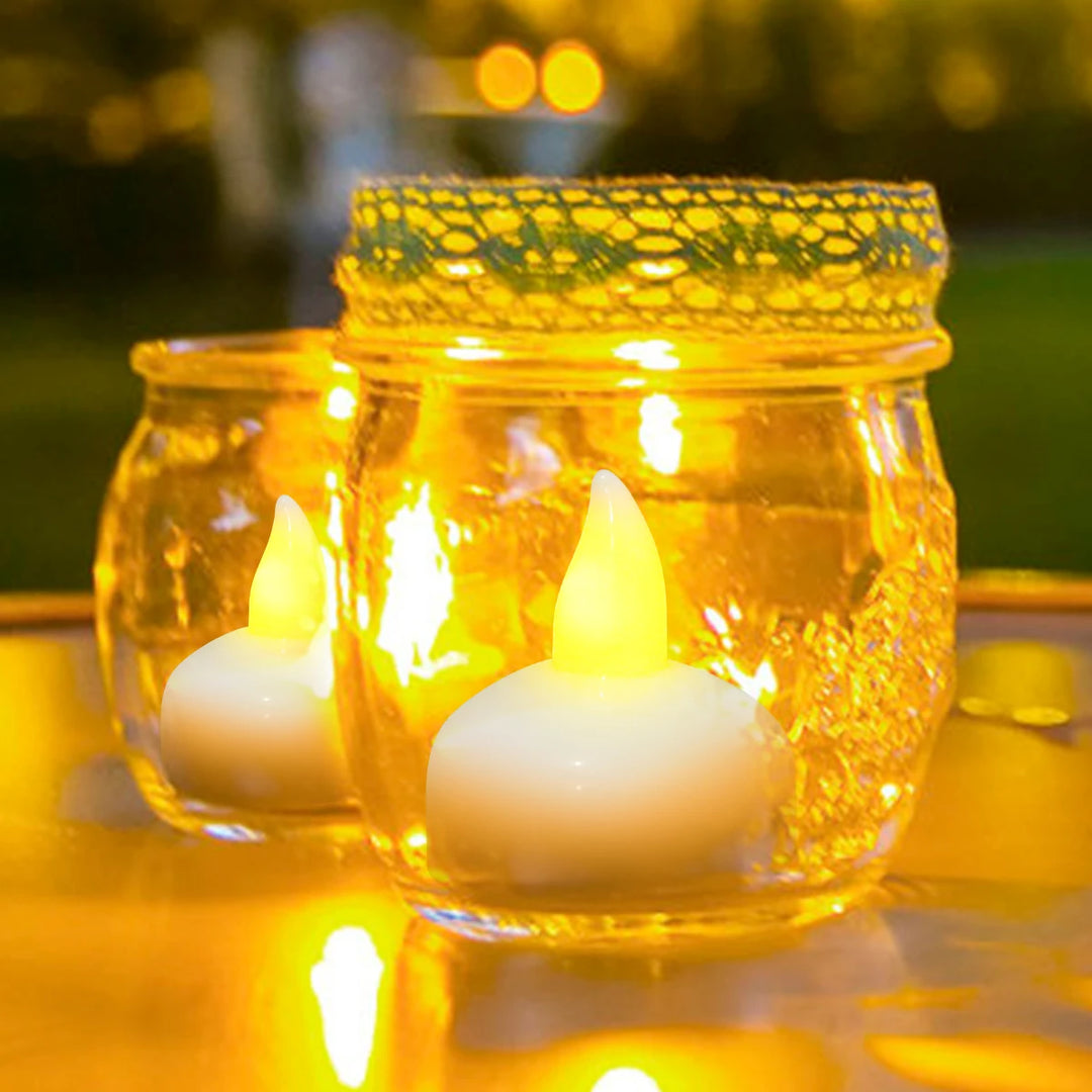 24/12Pcs Flickering Flameless LED Candles Light Lamp Waterproof Floating On Water LED Tea Light Battery Operated For Pool Spa