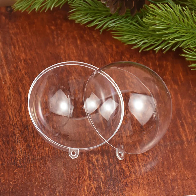 4-10CM Christmas Transparent Ball Plastic Fillable Bauble Xmas Tree Hanging Ornaments Decoration