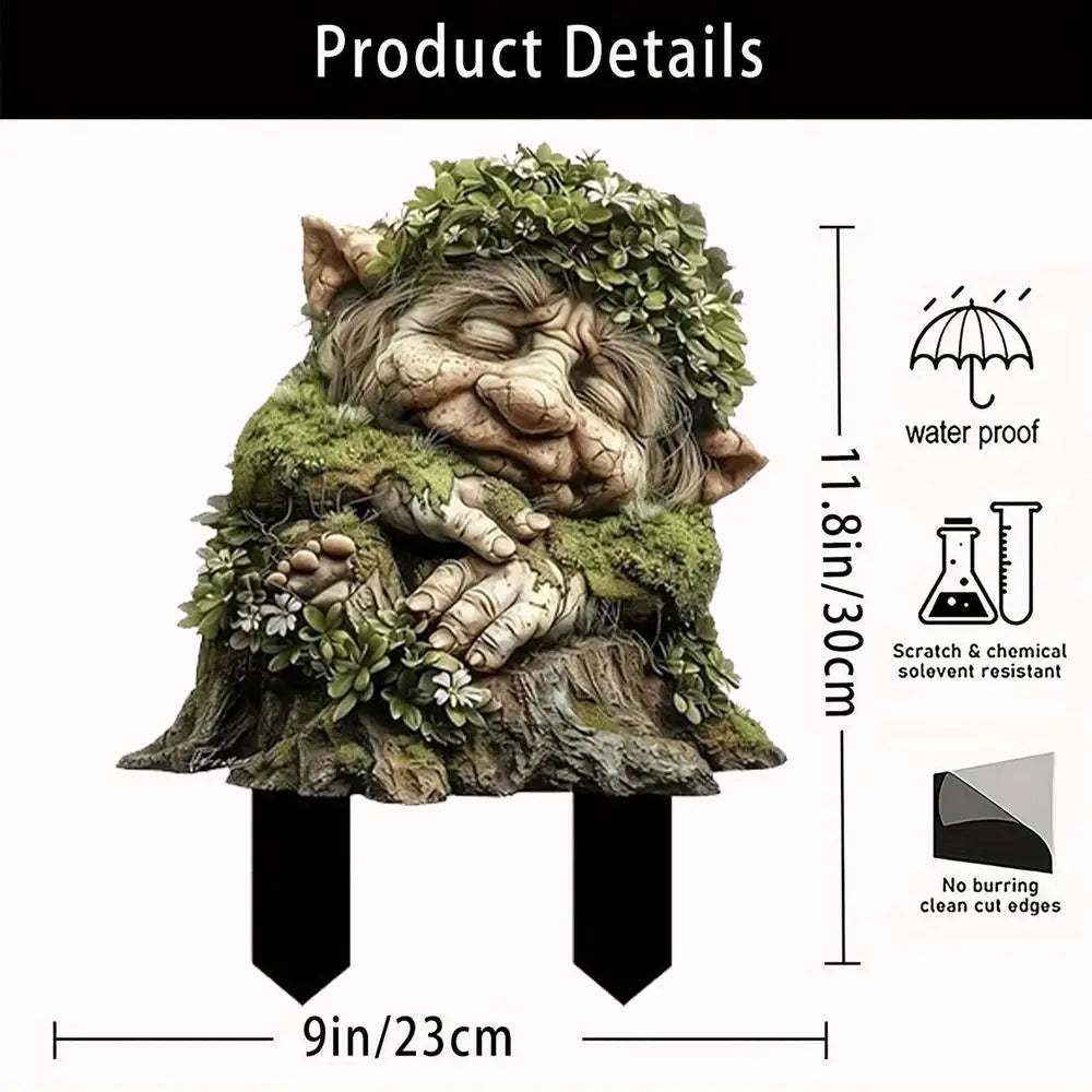 Tree Elfs Garden Stake Fairy Garden Stake Decoration Acrylic Yard Sign 2D Flat Spring Lawn Signs Garden Yard Lawn Decoration