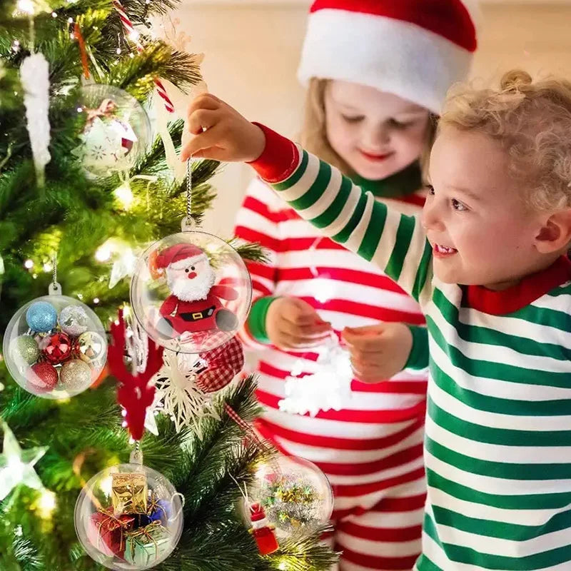 4-10CM Christmas Transparent Ball Plastic Fillable Bauble Xmas Tree Hanging Ornaments Decoration