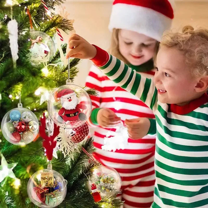 4-10CM Christmas Transparent Ball Plastic Fillable Bauble Xmas Tree Hanging Ornaments Decoration