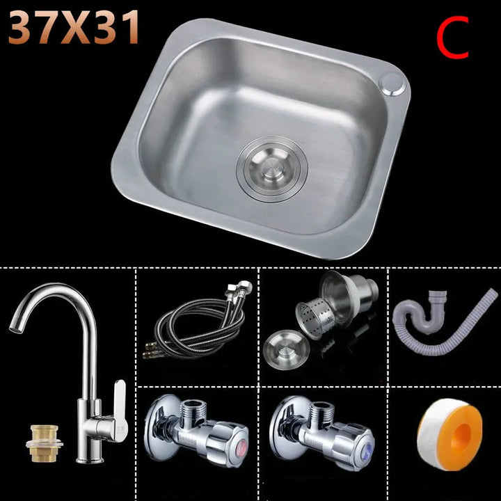 Thickened Sink 304 Stainless Steel Sink  Kitchen Sink Single Sink Basin Sink Single  Large Single Slot Set Wy5