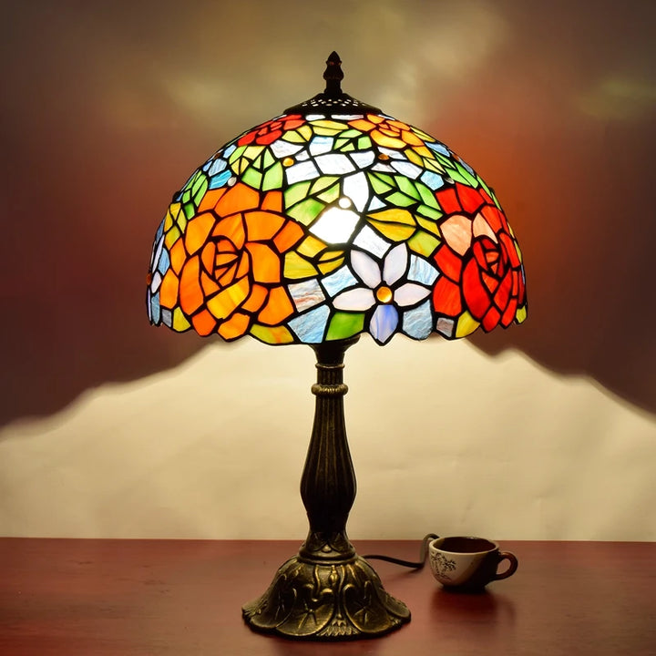 Turkish Table Lamp Tiffany Stained Glass with Dragonflys Vintage Desk Lamp Mediterranean Deco Lighting