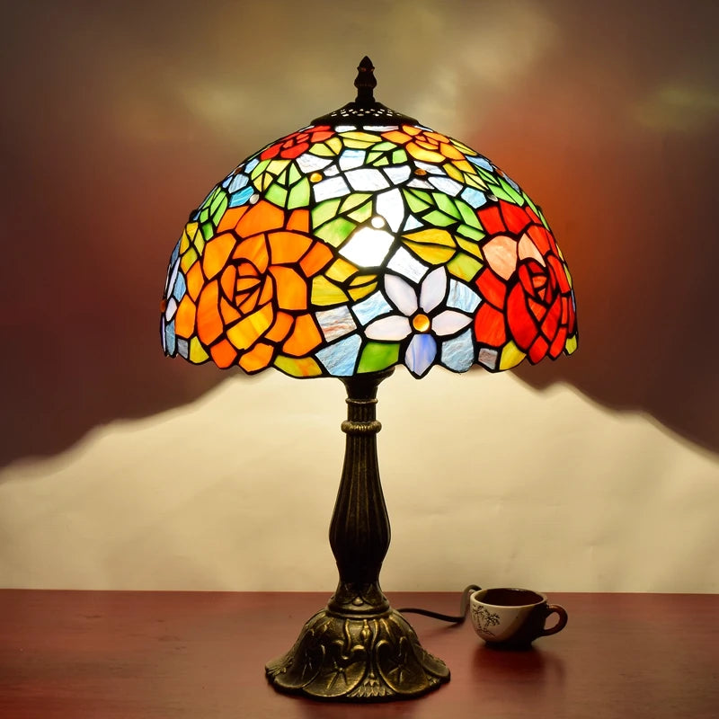 Turkish Table Lamp Tiffany Stained Glass with Dragonflys Vintage Desk Lamp Mediterranean Deco Lighting