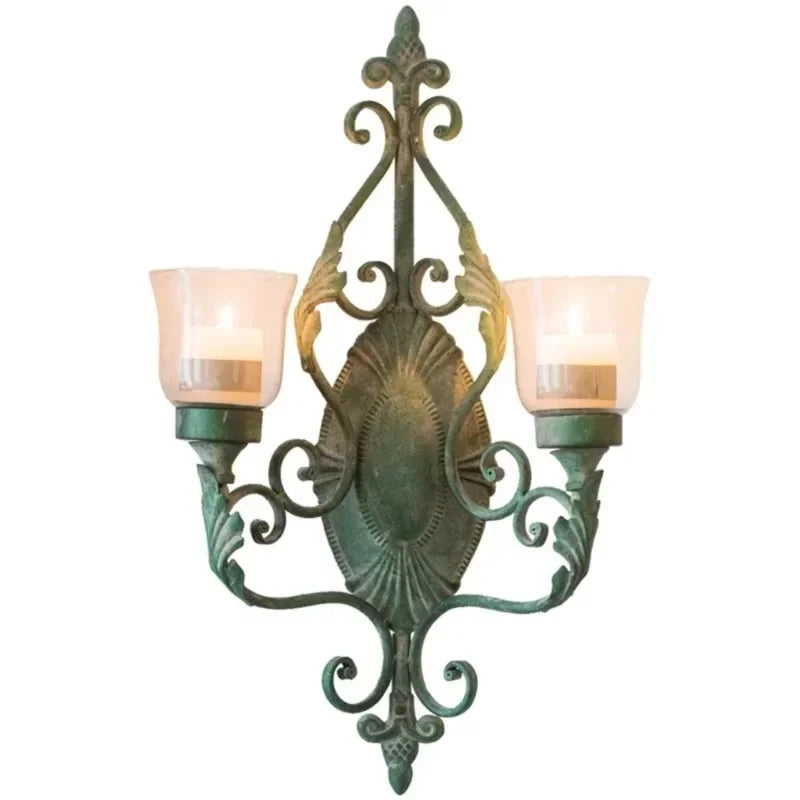 Juhan-Wall Hanging Candlestick, Wind Lamp, Retro Iron Art, Renovation Decoration, Grocery, Garden, Courtyard, French Style
