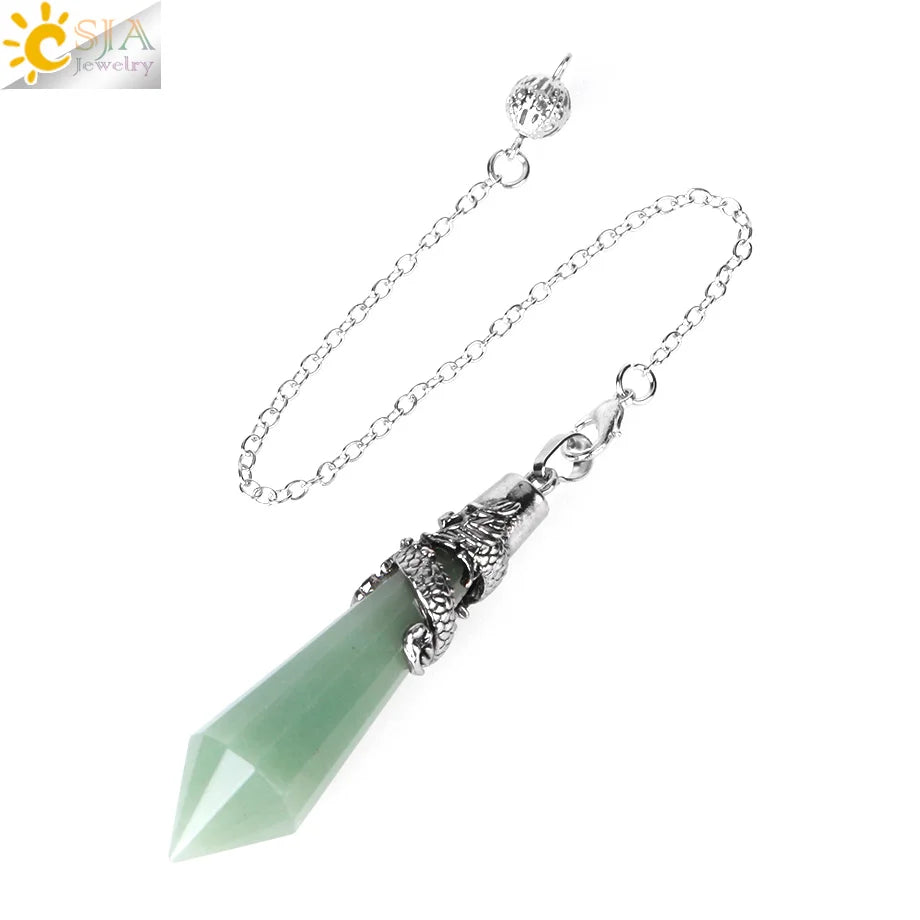 CSJA Dragon Crystals Pendulums for Dowsing Natural Stone Quartz Pendant Divination Pendulum 12 Faceted Balancing Pendulo H024