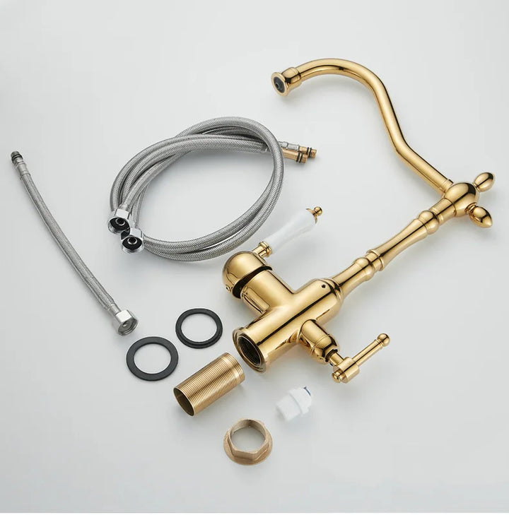 3 in 1 Kitchen Filter Faucet Pure Water 360 Rotation Kitchen sink Crane Dual Handle Dual Water Functions Mode Filter Mixer Taps