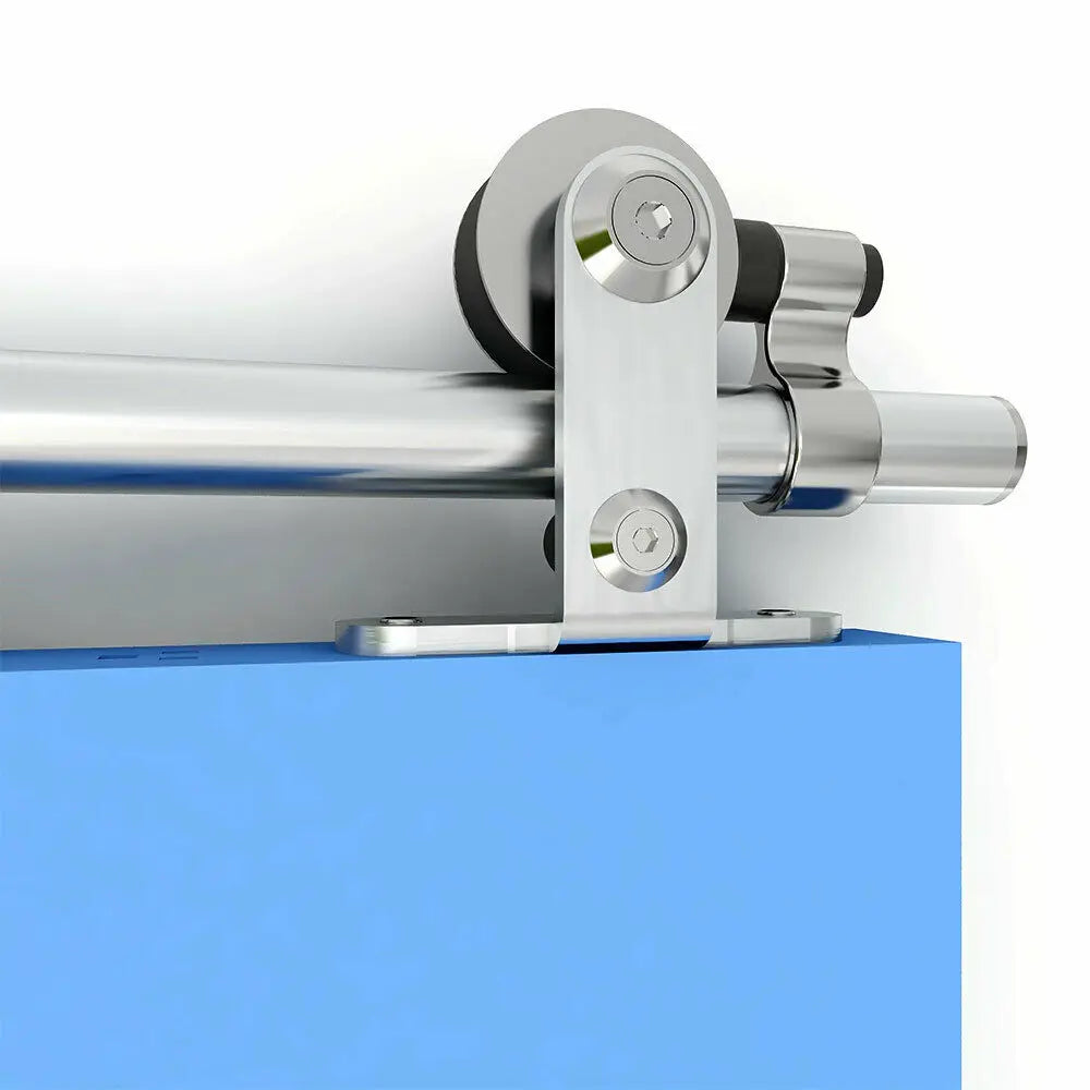 CCJH 4/5/5.5/6/6.6FT Silver Stainless Steel Sliding Barn Wood Door Hardware Kit  For Single Door ，Can be Customed