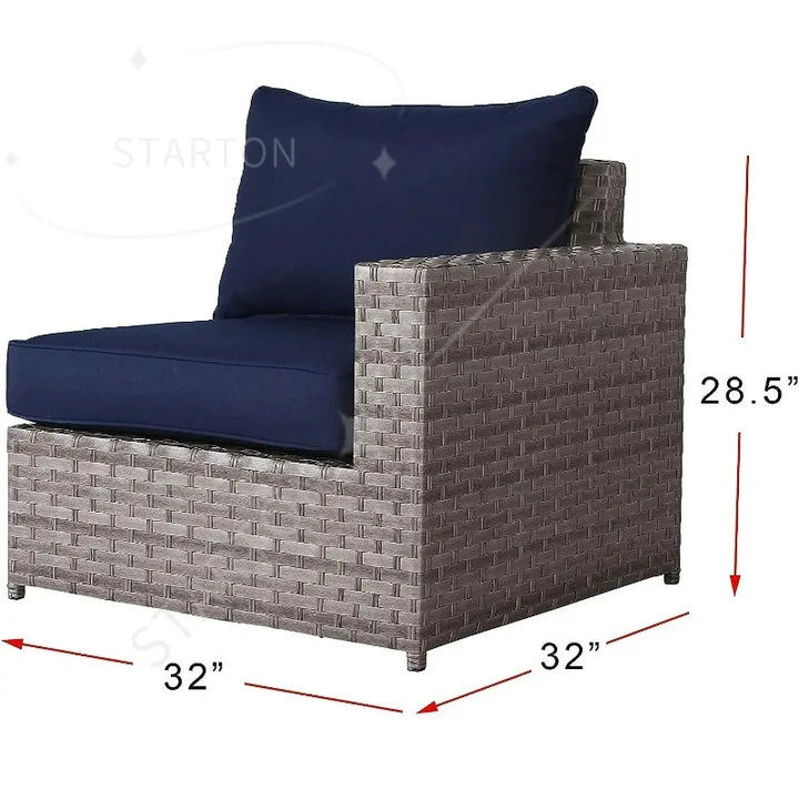 Outdoor Garden Pe Rattan Wicker Sofa Furniture Set Of 9 Pieces