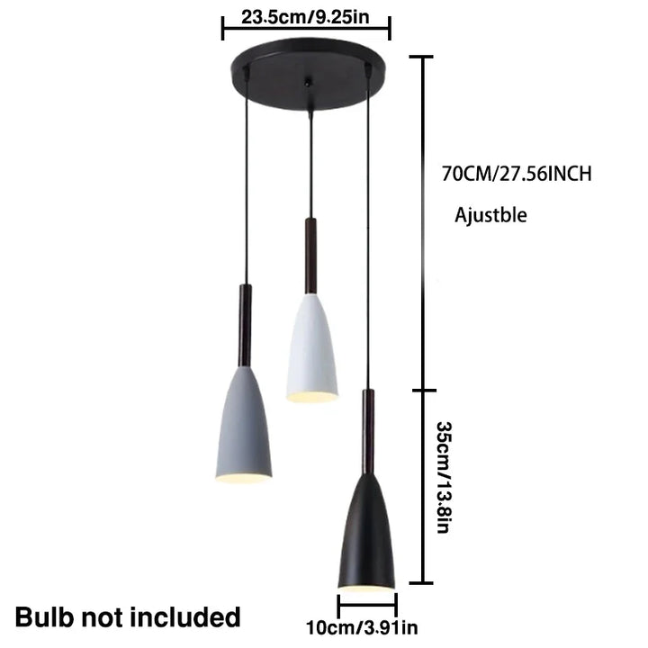 Nordic Style Simple Modern Single Head Three Head Home Black and White Gray Restaurant Lamp Bedroom Lamp Bar Small Chandelier