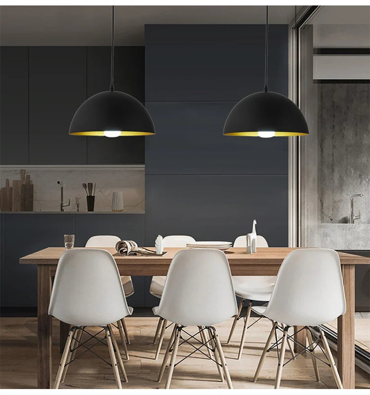 Nordic Retro Industrial Black Ceiling Pendant Lamp E27 for Restaurant Dining Table Bar Decorative Lighting Fixture