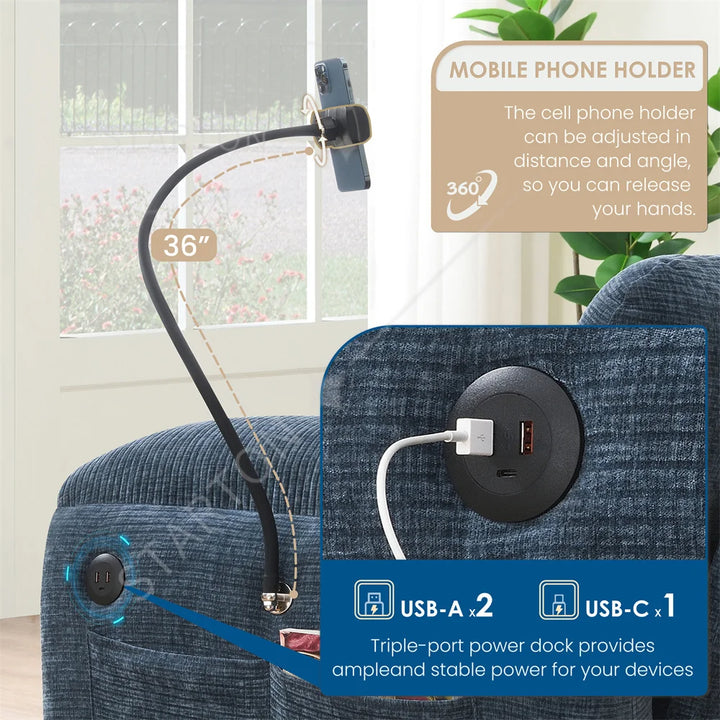Sectional Sofa Couch with Ottoman Wholesale L-Shape with Extra-Wide Seat Cushion USB Type-C Charger Phone Holder Modular