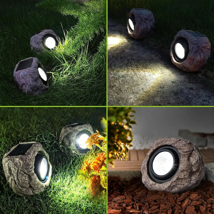 Solar Powered Outdoor Rock Lights Outdoor Lighting Courtyard Imitation Stone Landscape Lamp Waterproof Resin Stone Solar Lamp