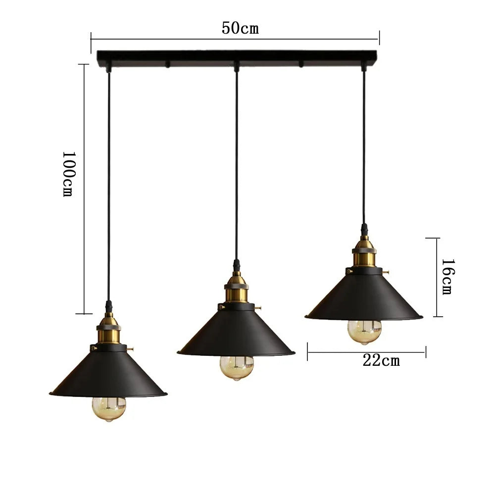 JOYINLED Industrial Chandelier Vintage Retro Black Pendant Light Shade Loft Iron Umbrella Kitchen Bar Hanging Ceiling Light