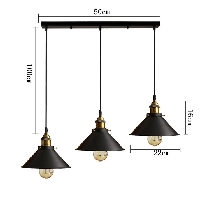 JOYINLED Industrial Chandelier Vintage Retro Black Pendant Light Shade Loft Iron Umbrella Kitchen Bar Hanging Ceiling Light