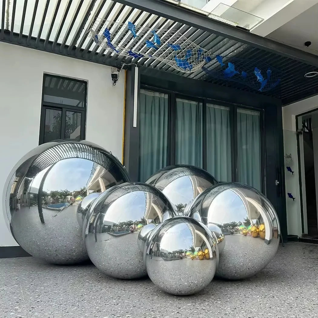 Inflatable Mirror Ball Set - Giant Sealed Shiny Reusable Balls for Wedding, Outdoor Pool Party & Nightclub Decor