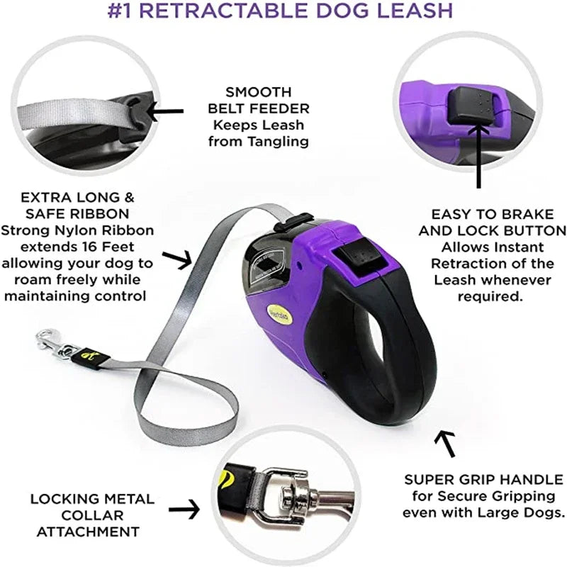 Luxury Retractable Dog Leash for Medium Dogs Puppy Chihuahua French Bulldog Pet Leashes Automatic Extending Leads