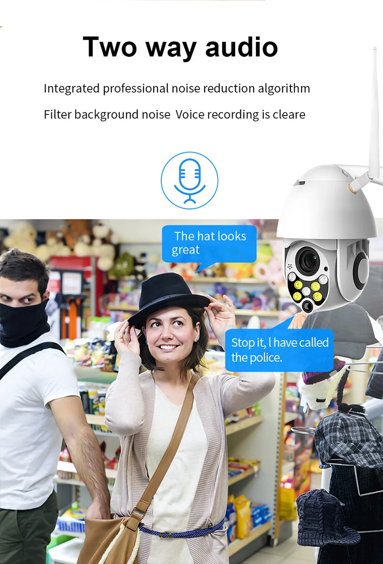 YCC365 Plus WIFI Camera Wireless Outdoor IP Security Protection Two Way Audio 1080P PTZ Tilt Speed Dome Surveillance CCTV Camera