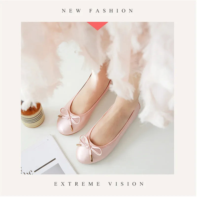 Ladies Loafers Shoes Bowtie Flats Patent Leather Loafers Women Round Toe Roll-Up Shoes Woman Bridesmaid Flats Large Size Zapatos