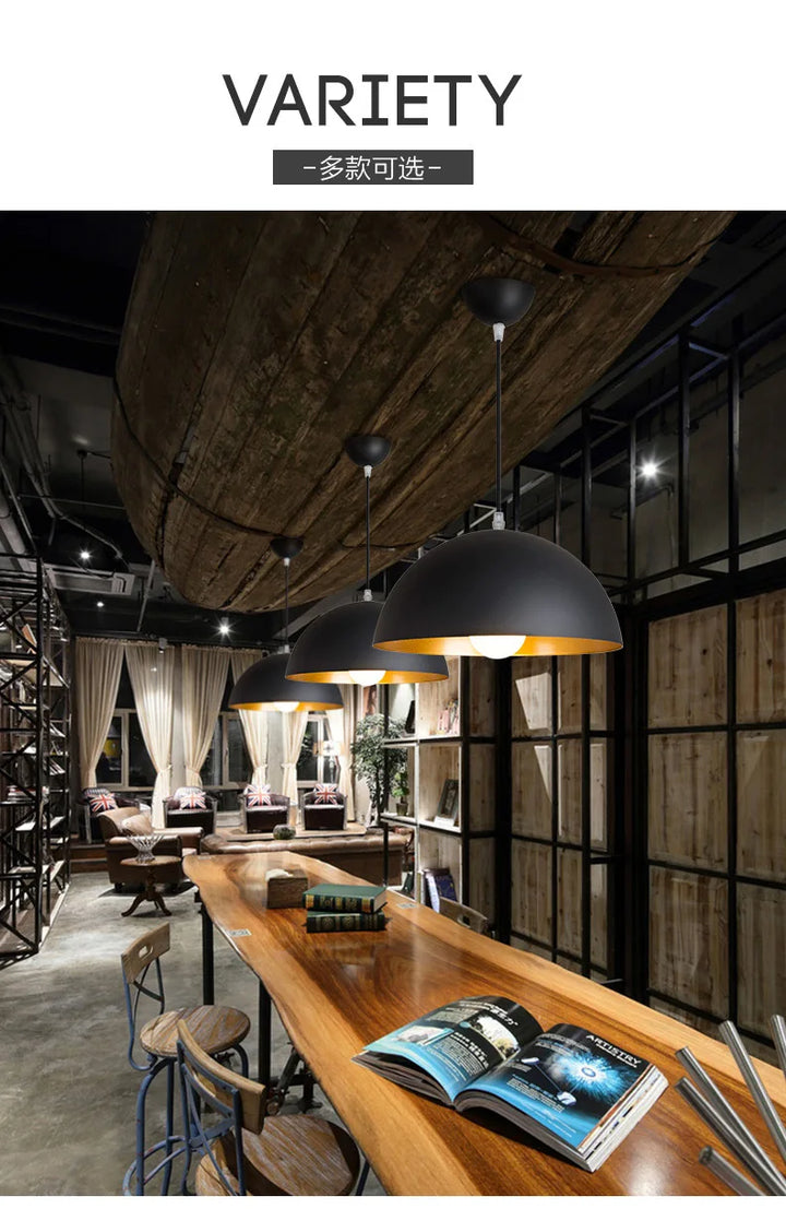GEW Nordic Retro Industrial Black Ceiling Pendant Lamp E27 Restaurant Dining Table Bar Decorative Pendant Lighting Fixture