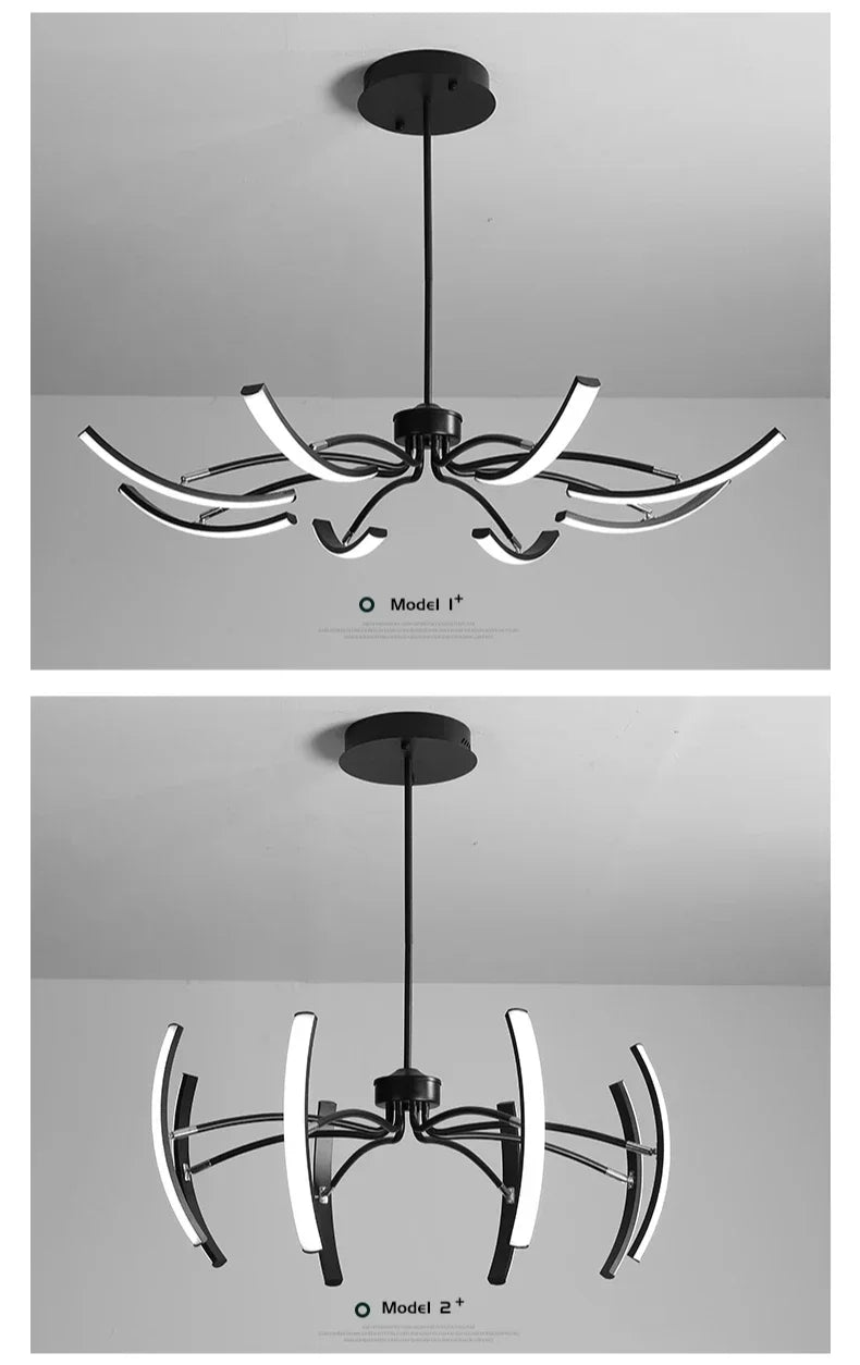 Modern Black Gold Dimming Pendant Light Nordic Creative LED Ceiling Chandeliers For Living Room Home Decor Light Fixtures