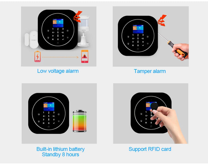 KERUI Tuya Smart Home Alarm System Kit G12 WiFi 2G GSM Home Security System with Door / Motion Sensor Smart Life Remote Control