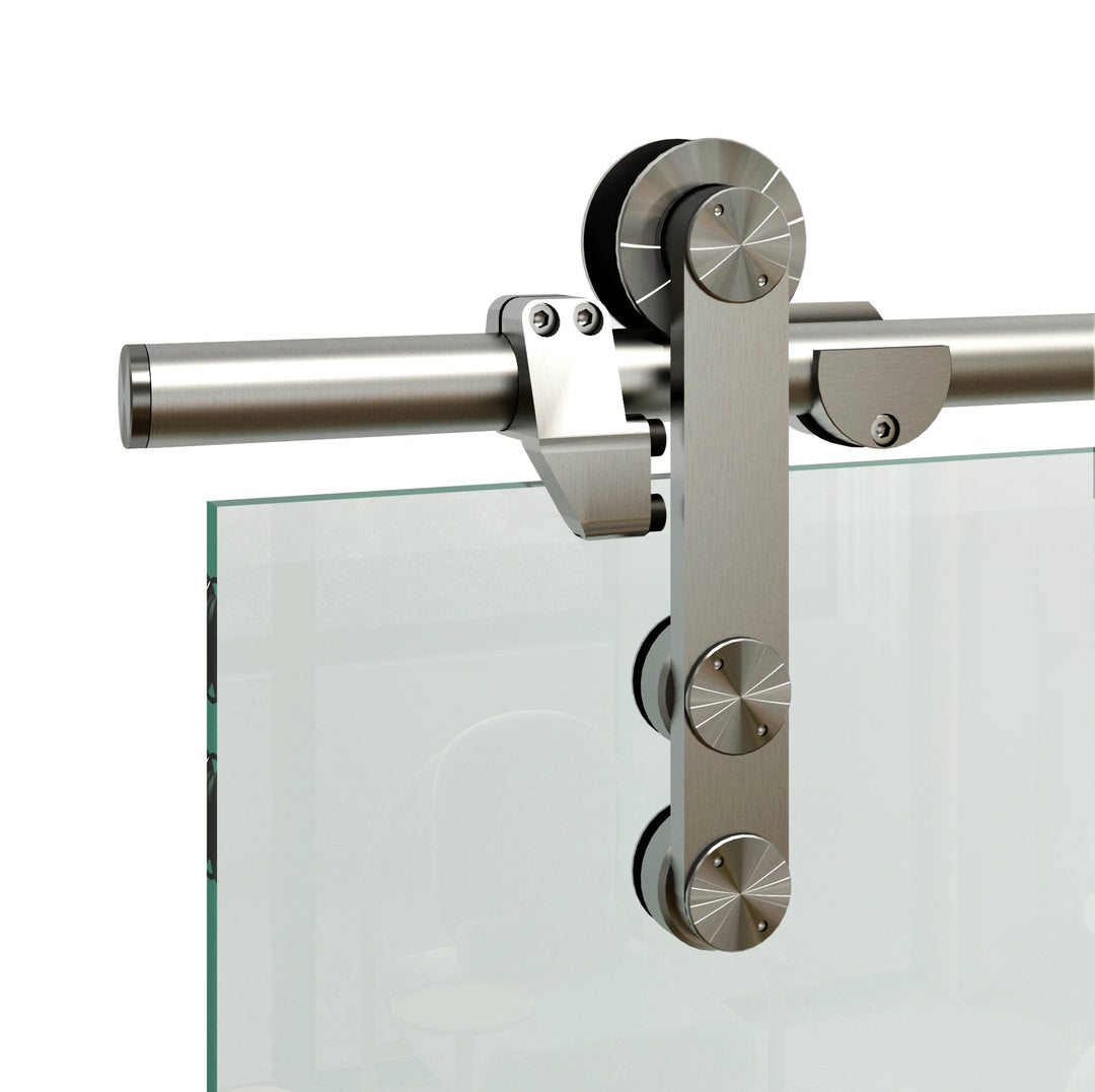 DIYHD Easy Mount Stainless Steel Glass Sliding Barn Door Interior Partition Door Office Glass Door Sliding Track Kit