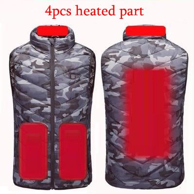 11PCS Heated Jacket Fashion Men Women Coat Intelligent USB Electric Heating Thermal Warm Clothes Winter Heated Vest Plussize
