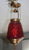 Vintage Pressed Brass & Canberry Coloured Glass Pendant Light Shade 380H x 260D