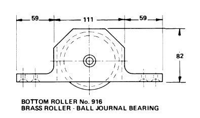 P.C Henderson Bottom Steel Door Rollers with Brass Wheels 916with 600lbs capacity 120L x 20W x 45D