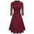 Nice-forever Autumn Solid Color with Hollow Out Lace Patchwork Retro Dresses Business Party Flare Swing Women Dress A234