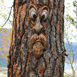 Funny Bark Grimace Facial Peepers  Old Man Face Sculpture Outdoor Garden