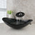 KEMAIDI Bathroom Sink Hand Paint Tempered Glass Basin Sink With Waterfall Faucet Taps Vessel Water Drain Set