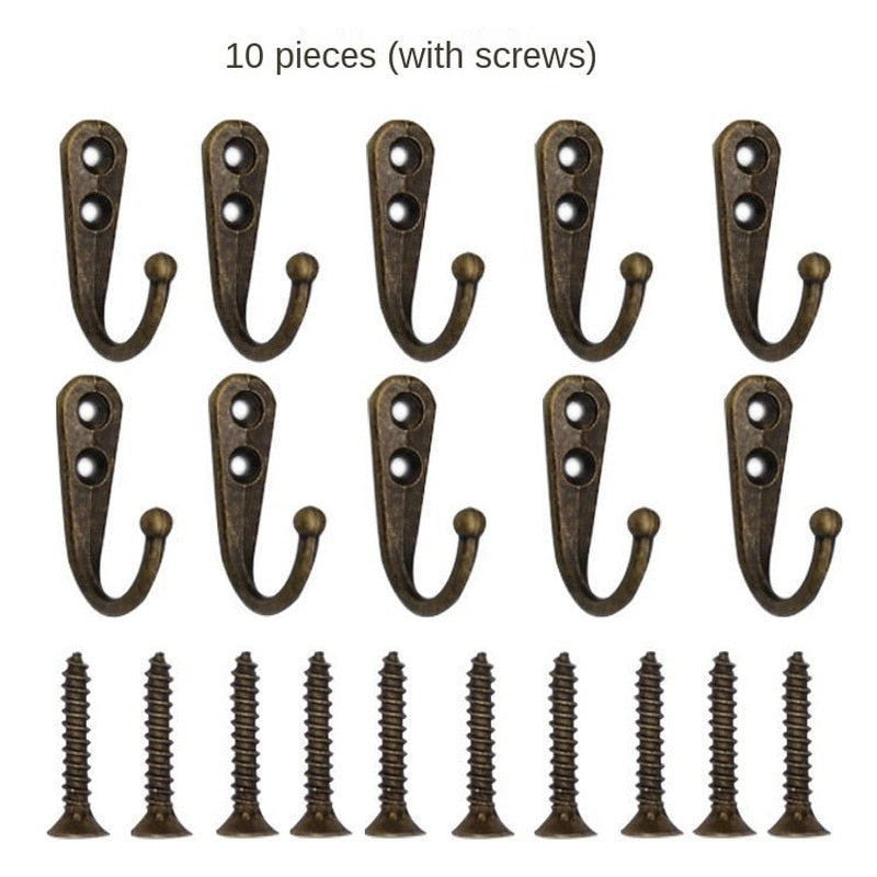 10 Pack Wall Hooks with Screws Alloy Hanging Single Hook